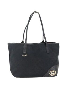 GUCCI GG Canvas Abbey Tote Bag Black Gold 169946